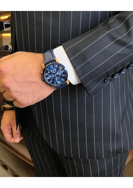 İtalyan stil çizgili ceket yelek pantolon takım elbise Lacivert T9930 fırsatları