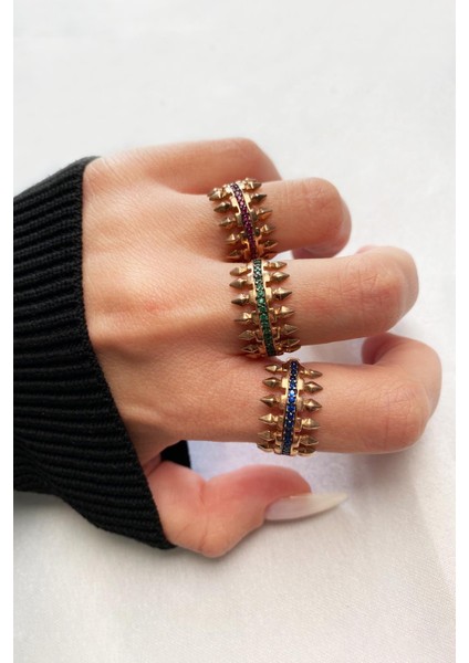 925 Ayar Gümüş Gövde Taşlı Ok Yüzük