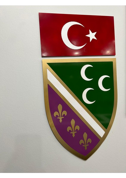Sancak Bayrağı -Türk Bayrağı Birlikte Duvar Dekoru