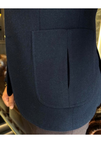 Italyan Stil Slim Fit Yün Karışımlı Mono Yaka Erkek Ceket Lacivert T9876 indirimleri