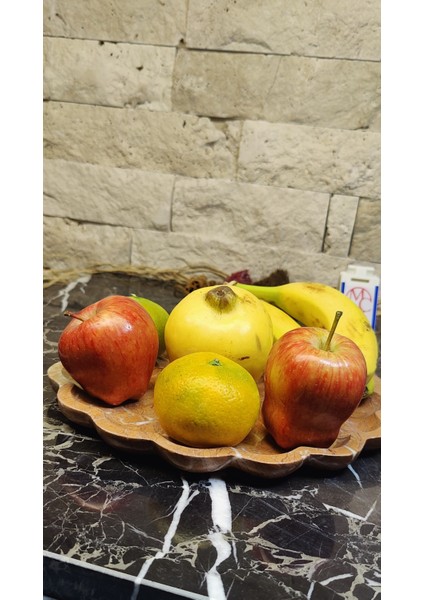 Mermer Çiçek Tabak Sunumluk Kuruyemişlik Çerezlik Servis Tabağı 25CM fiyatları