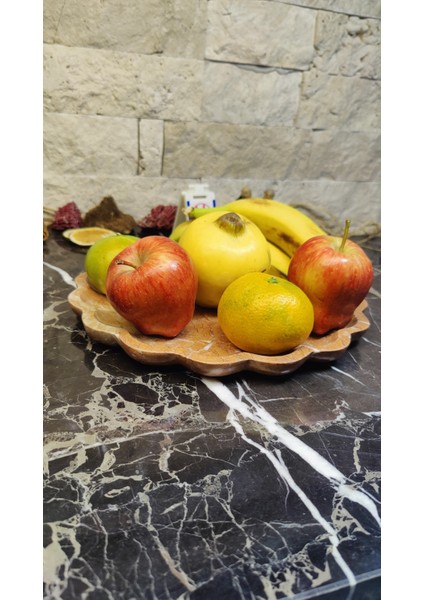 Mermer Çiçek Tabak Sunumluk Kuruyemişlik Çerezlik Servis Tabağı 25CM modelleri