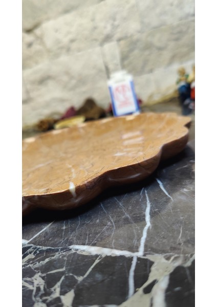 Mermer Çiçek Tabak Sunumluk Kuruyemişlik Çerezlik Servis Tabağı 25CM indirimleri