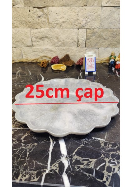 Mermer Çiçek Tabak Sunumluk Kuruyemişlik Çerezlik Servis Tabağı 25CM indirimleri