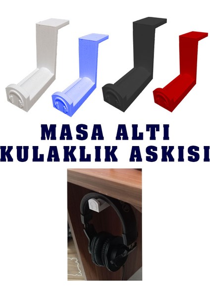 Çok Amaçlı Masa Altı Kulaklık Askısı - Kulaklık Standı Mavi