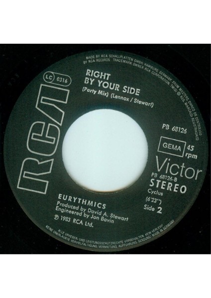 Eurythmics – Right By Your Side 45LİK Plak