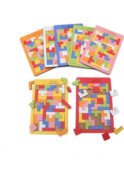 43 Parça Toys Ahşap Eğitici Geliştirici Oyuncak Blok Tetris Zeka Oyunu