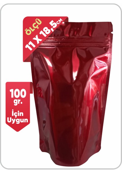 Bordo Alüminyum Kilitli Doypack 11X18,5 (100 Gr.) 50-100-250 Adet modelleri