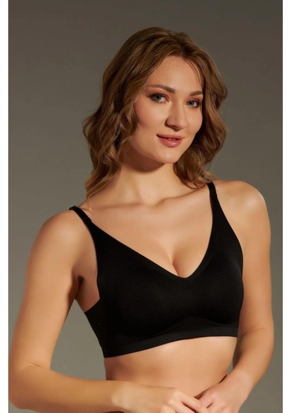 Balensiz Dikişsiz Lazer Çıkarılabilir Pedli Sütyen Siyah C3T3N6O120