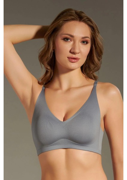 Balensiz Dikişsiz Lazer Çıkarılabilir Pedli Sütyen Gri C3T3N6O120