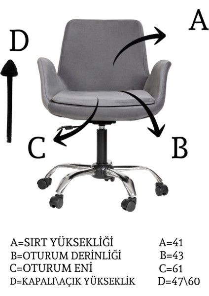 Krom Metal Ayaklı Ofis Çocuk Odası Çalışma Sandalyesi (Ayarlanılabilir) Pescado fırsatları