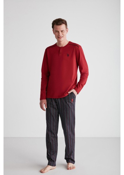 Erkek Uzun Kol Patlı Bordo Pijama Takım C1T8N7O38