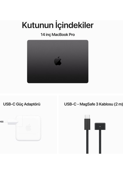 MacBook Pro M3 Max 36GB 1TB SSD macOS 14" Taşınabilir Bilgisayar Uzay Siyahı MRX53TU/A