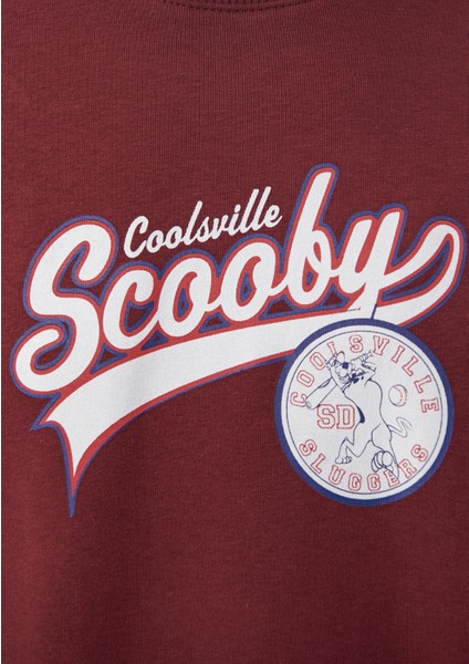 Kadın Scooby Doo Baskılı Bordo Sweatshirt 1S10031-85493