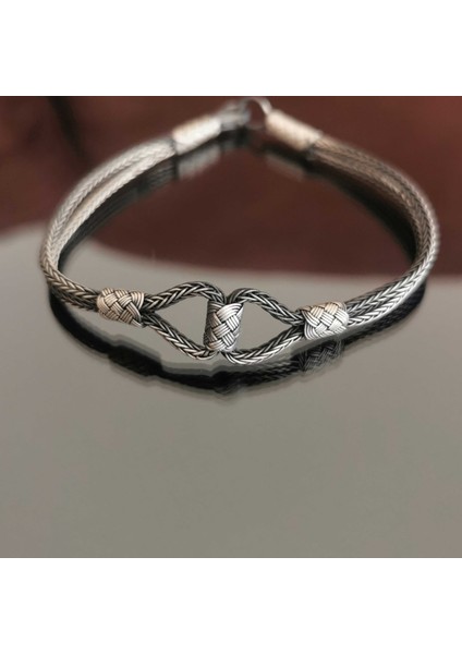 Kazaziye Sade Model El Örgüsü Gümüş Bileklik fiyatları