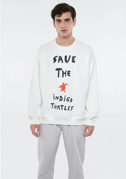 Kadın Save The Indigo Turtles Beyaz Sweatshirt 2610004-70057