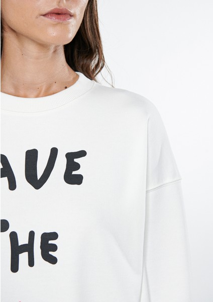 Kadın Save The Indigo Turtles Beyaz Sweatshirt 2610004-70057