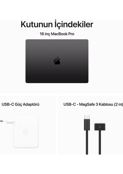 MacBook Pro M3 Pro 36GB 512GB SSD macOS 16" Taşınabilir Bilgisayar Uzay Siyahı MRW23TU/A