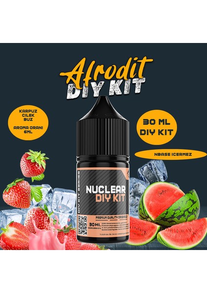 Afrodit 30 ml Dıy Kit Çilek Karpuz Buz Gıda Aroması 6 ml (Aroma Içerir )