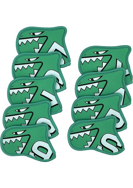 9x Golf Kulübü Headcovers Wrap Çorap Koruma Kollu Golf Demir Kapak Seti Açık Yeşil (Yurt Dışından)