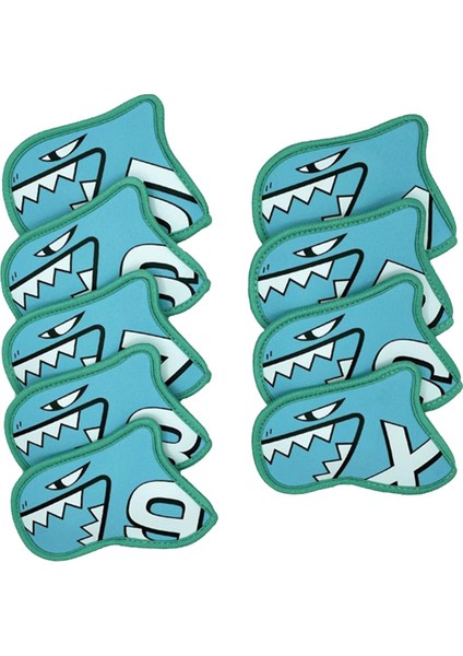 9x Golf Kulübü Headcovers Wrap Çorap Koruma Kollu Golf Demir Kapak Seti Açık Mavi (Yurt Dışından)
