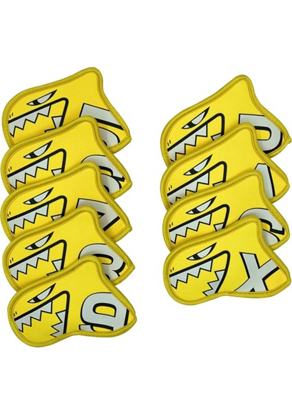 9x Golf Kulübü Headcovers Wrap Çorap Koruma Kollu Golf Demir Kapak Seti Sarı (Yurt Dışından)