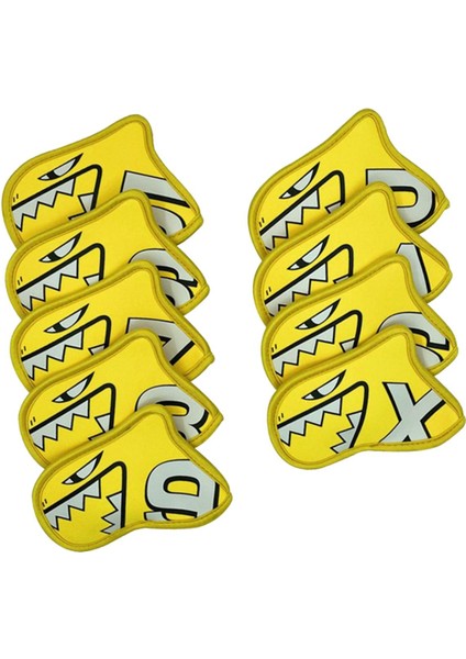 9x Golf Kulübü Headcovers Wrap Çorap Koruma Kollu Golf Demir Kapak Seti Sarı (Yurt Dışından) indirimleri