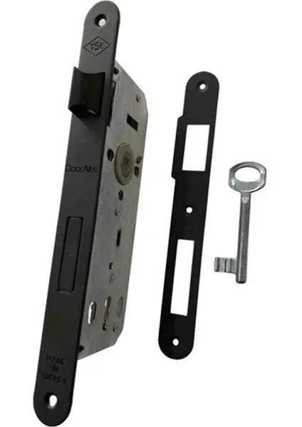 Bersa Yapı Badem Aynalı Oda Kapı Kolu ve Sessiz Gömme Kilit Mat Siyah 1 Kapılık Takım Siyah Kapı Kilidi 40 mm modelleri