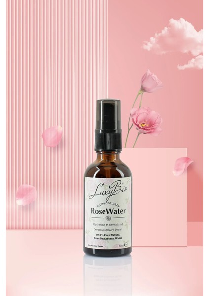 Luxy Bio Saf Gül Suyu Sprey Tonik, Seyahat Boy 50 ml