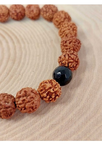 Golden Obsidyen Taşlı Rudraksha Tohum Unisex Bileklik 8mm modelleri