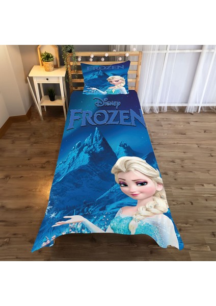Frozen Desenli Tek Kişilik Yatak Örtüsü ve Yastık Kılıfı