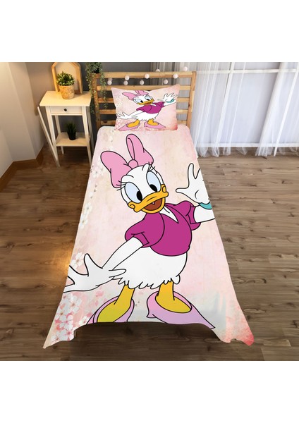 Donald Duck Mickey Mouse Desenli Desenli Tek Kişilik Yatak Örtüsü ve Yastık Kılıfı