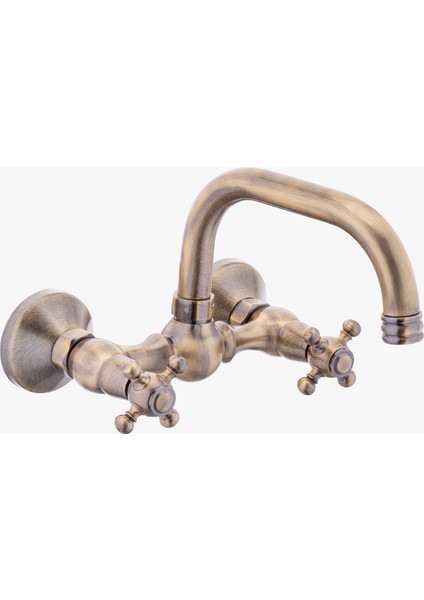 Duvardan Batarya Duvardan Çıkışlı Musluk Antik Gold Batarya Klasik Tasarım Mutfak ve Banyo