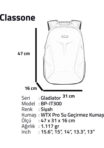 BP-IT300 15,6 inç Notebook Sırt Çantası-Siyah