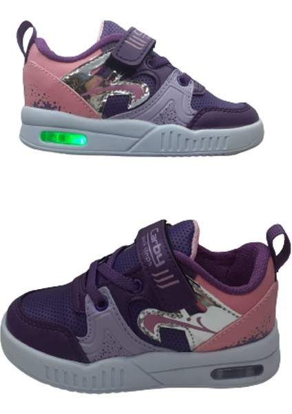 Kız Çocuk Mor-Pembe Işıklı Ortopedik Taban Günlük Spor Ayakkabısı CARBY32-001