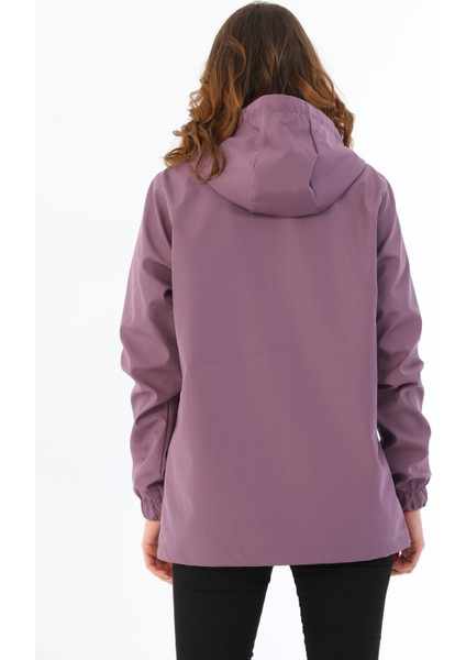 Kadın Mürdüm Içi Astarlı Su Geçirmez ve Rüzgara Dayanıklı Kapüşonlu Iç Cepli Yağmurluk - Rüzgarlık fiyatları