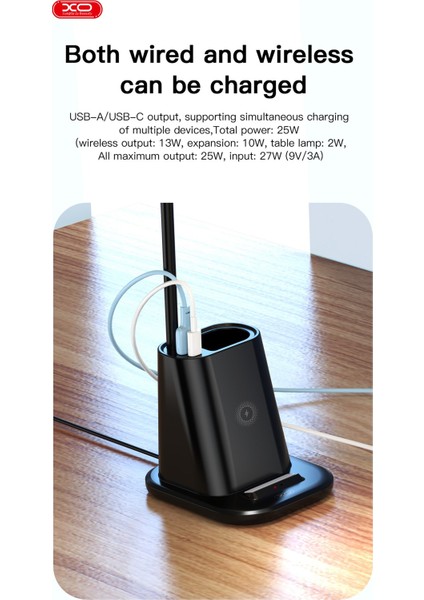 XO-WX032 15W 3in1 Organizerli Masa Lambalı Kablosuz Temassız Hızlı Şarj Cihazı modelleri