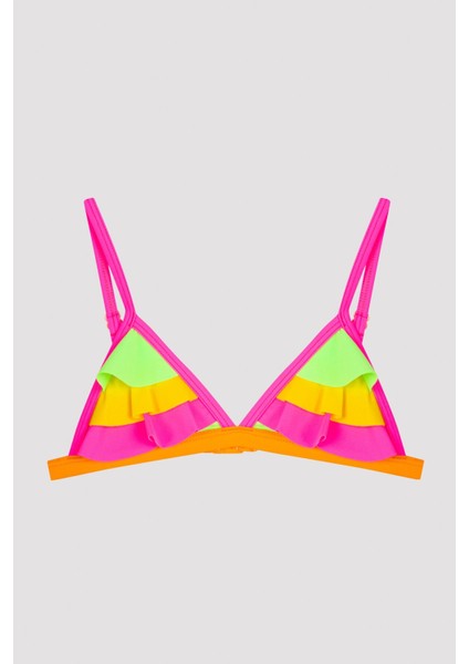 Çok Renkli Kız Çocuk Colorful Frill Triangle Bikini Set