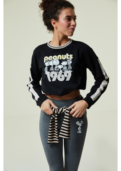 Çok Renkli Snoopy Striped Sweatshirt