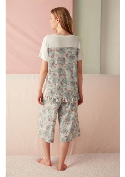 Çok Renkli Happiness Tişört Pijama Üstü