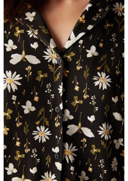 Blossom Dark Gömlek Siyah Pantolon Pijama Takımı