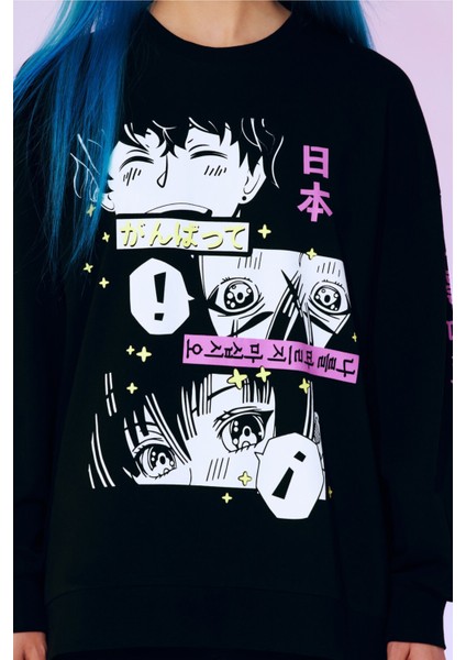 Aktif Anime Baskılı Sweatshirt-Anime Koleksiyonu modelleri