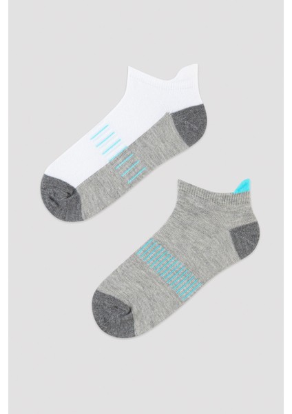 Erkek Çocuk Sarı-Gri Basic 2li Patik Çorap