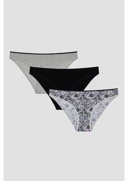 Dark Floral 3lü Slip Külot