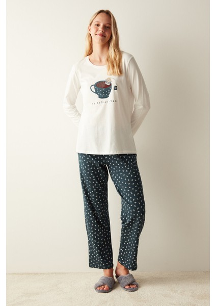 Activi-Tea Slogan Baskılı Pijama Takımı