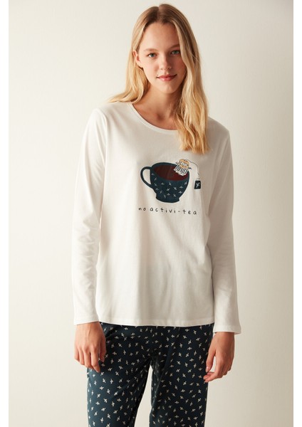 Activi-Tea Slogan Baskılı Pijama Takımı modelleri