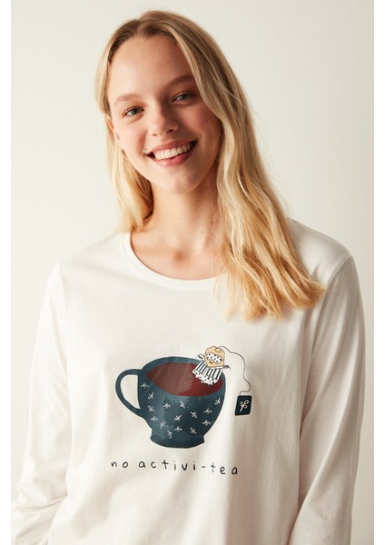 Activi-Tea Slogan Baskılı Pijama Takımı fırsatları