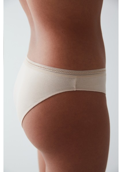 Easy Pamuklu Trim Bej Slip Külot