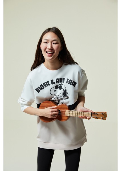 Çok Renkli Snoopy Music&Art Sweatshirt Pijama Üstü