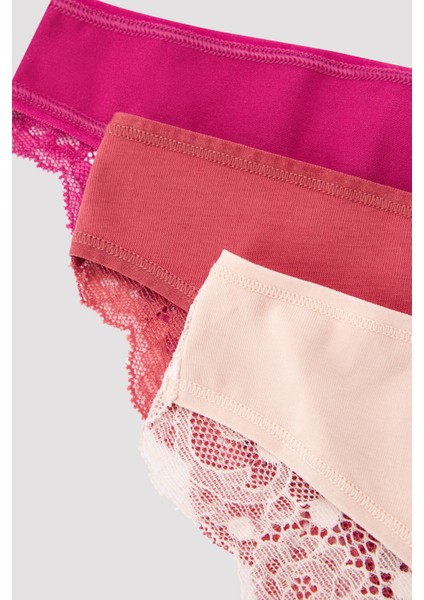 Hot Summer Lacy Back Dantel 3'lü Çok Renkli Brazilian Külot fiyatları